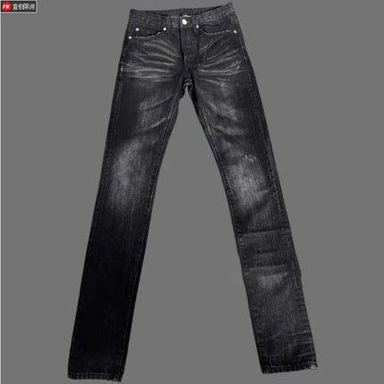 HKSH Autumn New Men Tide Dark Vintage Stylish Damage Waxed Denim Pants Handmade Hole High Street Jeans Straight Chic Ins HK17722