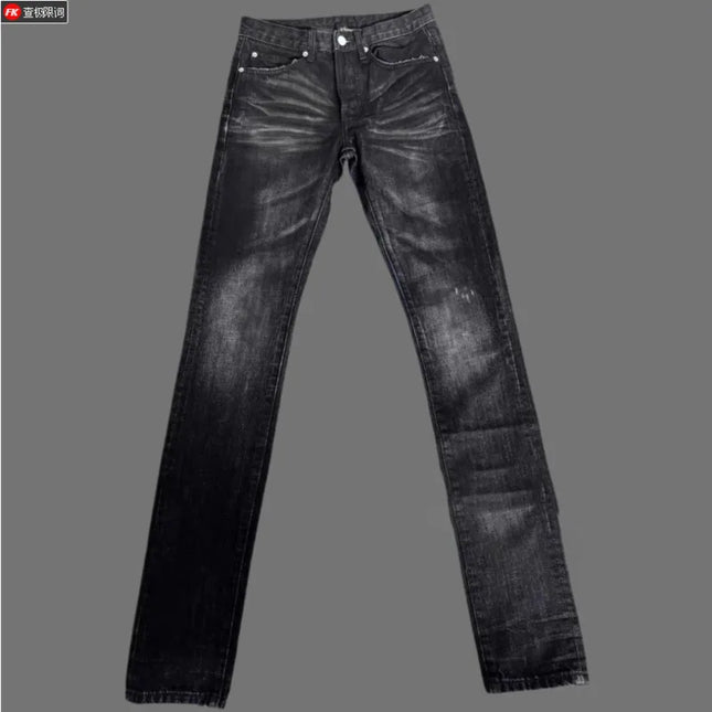 HKSH Autumn New Men Tide Dark Vintage Stylish Damage Waxed Denim Pants Handmade Hole High Street Jeans Straight Chic Ins HK17722