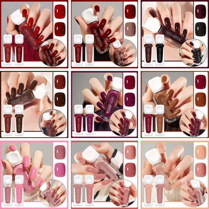 2pcs/set 10ml Water-Based Peel-Off Nail Polish Kit Red Pink Long Lasting Quick Drying No Lamp Needed Nail Art Nail Supplies