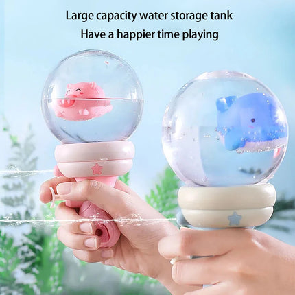 Playing with water spray gun, children's glowing water gun in summer, press water gun, indoor and outdoor interaction