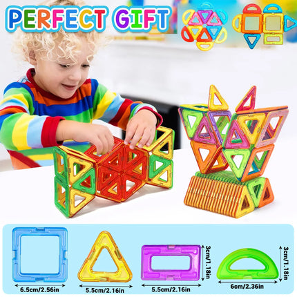 30/62/92PCS Magnetic Building Blocks Constructor Set 3D STEM Educational Toys For 3Years+ Old Kids Boys Girls Birthday Gifts