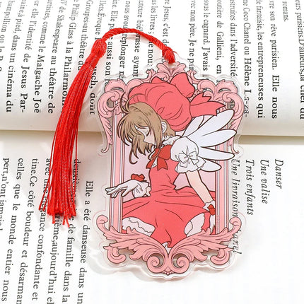 Kawaii Sweet Anime Card Cap tor Sakura Book Mark with Creberus Tassel Metal Bookmark for Women Girl Fans School Reading Supplies
