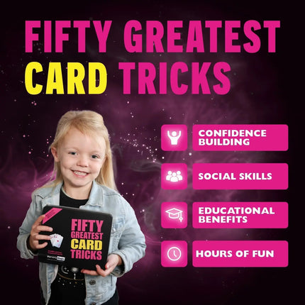 50 Greatest Card Tricks Set for Kids & Adults - Magic Deck with Illusions, Mind Reading & Close Up Tricks - Gift Tin for Ages 8+