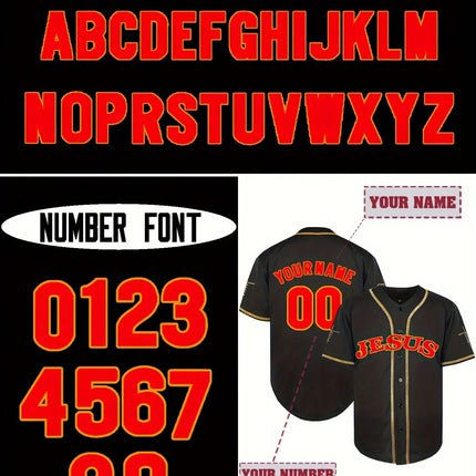 Customized Name And Number Men's Embroidery Baseball Jersey Jesus Personalized Short Sleeve Button Down Shirts For Streetwear
