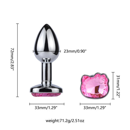 3Sizes Of Cat-faced Gemstone Metal Anal Plug,Unisex Adult Sex Toys for Men Women,Anal Massager,Pleasure Toy,Girls tool,Valentine