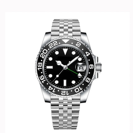 40MM Custom Logo New Men Quart Wristwatch Jubilee Stainless Quartz GMT Watch Sapphire Glass Men Watches Waterproof Luminous