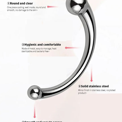 Double Ended Anal Hook Butt Plug Stainless Steel G Spot Wand Prostate Massage Stick Vagina Stimulator Sex Toys for Men Women 18+