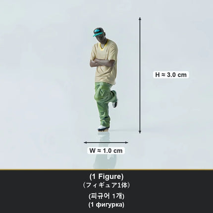 1/64 Scale Resin Hip Hop Street Crew Figures Miniature Scene Props Hand Painted Music Boombox Display for Diecast Car AFA