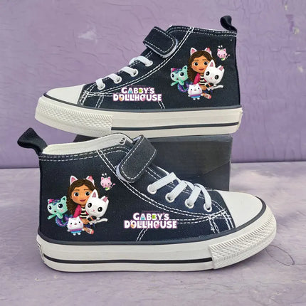 New Gabby's Dollhouse Children's Shoes Student High Top Canvas shoes Girls Anti-slip Outdoor Shoes Kids Sport Shoes