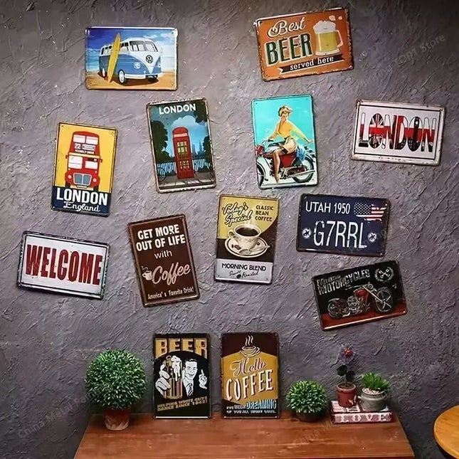 Vintage Metal Sign COCA Tin COLA Signs Wall Decor for Home Office Bar Pub Decorations 8x12 Inch (20x30cm) Tin