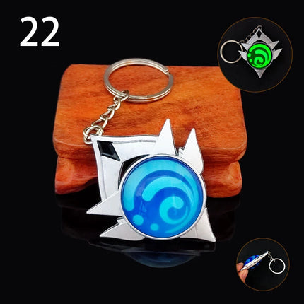 Anime Game Genshin Impact Vision Keychain Luminous 7 Element Weapons Eye Of Original God Toy Luminous Keyring Bag Pendant Gift