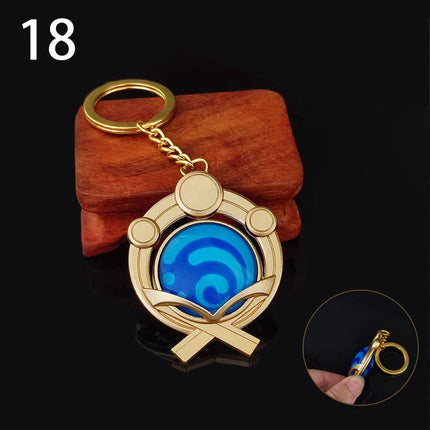 Anime Game Genshin Impact Vision Keychain Luminous 7 Element Weapons Eye Of Original God Toy Luminous Keyring Bag Pendant Gift