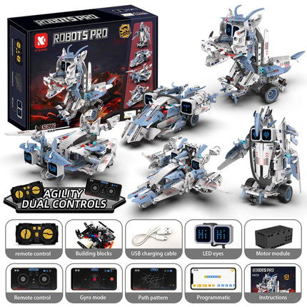5-in-1 Series Technical Transformer Intelligent Robot Building Block With Remote Control APP Programmable STEM Toy For Kid Adult