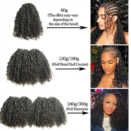 Kinky Curls Crochet Human Hair Pre Separated Knotless Miracle Knot Braids 12A Small Spirals Curly Crochet Human Hair Extensions