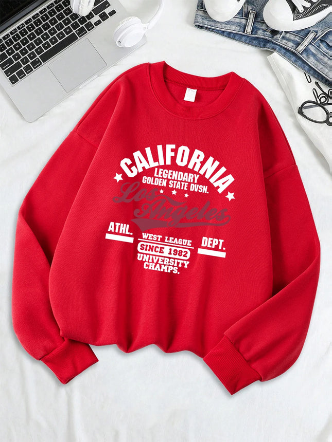 California Oakland Athletic Prints Sweatshirts Women Comfortable Hoodie Warm Crewneck Tops Winter Sporty Clothes