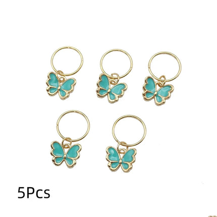 New 6Pcs Butterfly Star Pendant Hair Clip For Women Braid Trendy Metal Rings Western Style Accessories Girls Headdress Tocado