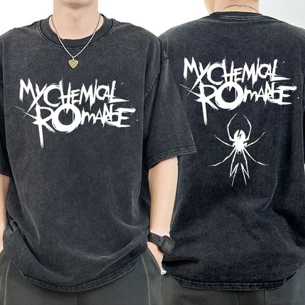 My Chemical Romance Band Washed T-shirt Long Live The Black Parade Tour Merch T-shirts Men Women Gothic Punk Oversized T Shirts
