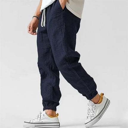 Men's Harem Pants Loose Cotton Linen Yoga Pants Solid Color Sport Sweatpants Joggers Male Casual Baggy Trousers Gym Man Hiking