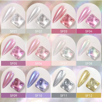 LILYCUTE 7ml Pink Glitter Nail Polish Colorful Bright Shining Pearl Effect Nail Art DIY Decoration No Need of Lamp to Cure