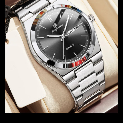 PAAZOMU Luxury Quartz Men's Wristwatch Sport Men Watches Waterproof Luminous Date Week Stainless Steel Men's Watch Male Reloj+box