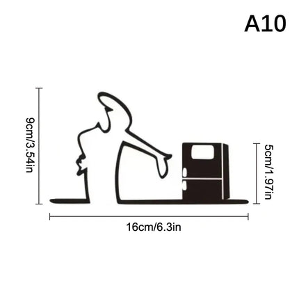 La Linea Minimalist Line Art Car Sticker, Cartoon Character Design Bumper/Window/Door Wall Decal, Home & Car Decoration