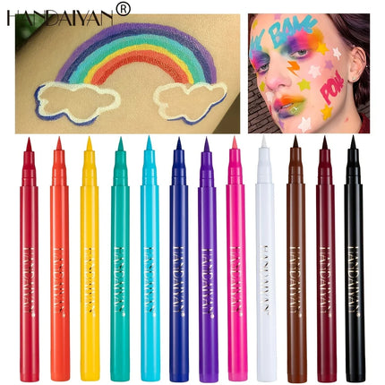 12 color rainbow DIY colored eyeliner is not easy to smudge matte eyeliner pen