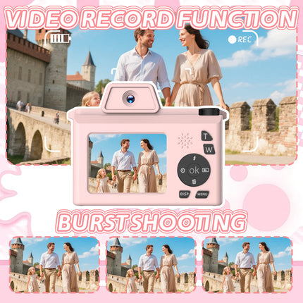 Kids Digital Camera with DSLR Look, HD 1080P Toy Camera with Lanyard, Portable Video Camcorder for Children, Perfect Birthday Gi