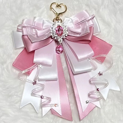 Cute Anime Ita Bag Accessories Rhinestone Multi-layered Bow Double Layer Ribbon Bow Pendant Keyring Attachment Convenient