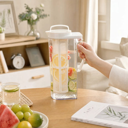 Refrigerator Pitcher with Infuser Slim Infusion Pitcher with Filter Carafe with Lid Clear Water Jug Graduated for Families