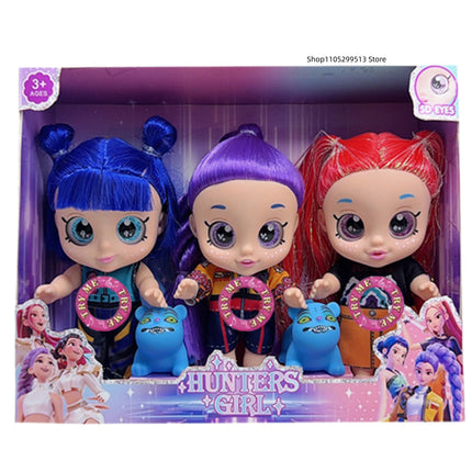 Kpop Hunters Girl Rumi Vinyl Doll Cartoon 7 Inch 5D Eyes Movable joints with Movie Theme Song Toy for Fan Collection Kids Gift