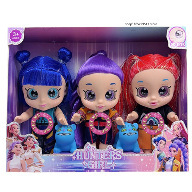 Kpop Hunters Girl Rumi Vinyl Doll Cartoon 7 Inch 5D Eyes Movable joints with Movie Theme Song Toy for Fan Collection Kids Gift