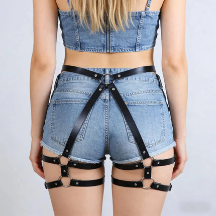 Women Sexy Leg Harness Thigh Garter Belt Pu Leather Lingerie Bondage Bdsm Exotic Gothic Fetish Clothing Festival Rave Outfit