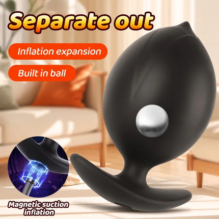 2026Magnetic Suction Inflatable Anal Plug with Built-in Steel Beads Big Dildos Vaginal Expander Men Butt Dilator Couple Sex Toys