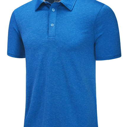 TACVASEN Summer Polo T-shirts Mens Casual Short Sleeve Shirts 3 Buttons Down Quick Dry Breathable Golf Fishing Pullover Workwear