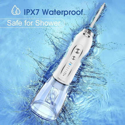 h2ofloss Dental Oral Irrigator Portable Water Flosser for Teeth Braces Rechargeable Home and Travel 5 Modes Waterproof