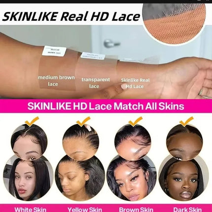 30 36 Inch Chocolate Brown 13x4 Straight Human Hair Lace Front Wig Brazilian Colored 13X6 Transparent Lace Frontal Wig For Women
