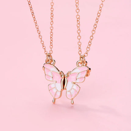 2Pcs Cute Cartoon Animal Magnetic Necklace Exquisite Kawaii Pendant Best Friends Couple Jewelry Accessories Party Birthday Gift