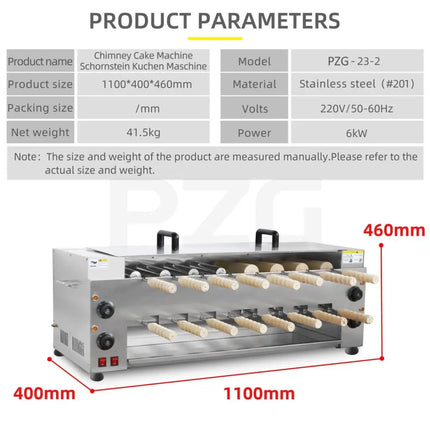 220V 110V Chimney Cake Oven Roll Grill Machine Stainless Steel Bread Roll Ice Cream Cone Kurtos Kalacs Waffle Maker