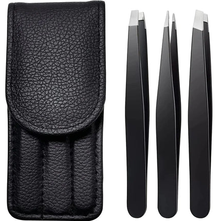 Tweezers Set 3-4pcs Premium Stainless Steel Eyebrow Precision Sharp Tip Tweezers for Body Ingrown and Facial Hair Removal