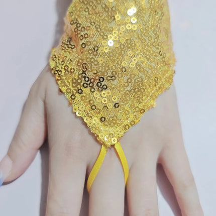 50cm Sequins Long Hook Finger Women Gloves Nightclub Stage Performance Party Sexy Cosplay Clothing  Long Fingerless Mittens