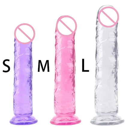 Cheap Women Erotic Anal 5 Colors Big Transparent Dildo Suction Cup Jelly Dick Sex Toys Soft Clitori Vaginal Masturbators Penis