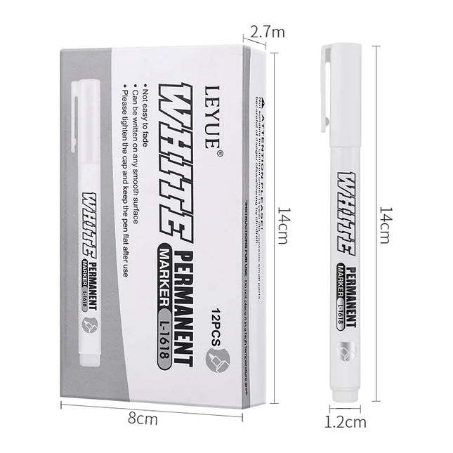 New 1/2/3PCS Waterproof Metal Marker Permanent White Paint Pen Washing Art Painting Graffiti Pens Fabric Wood Leather Marker 1MM