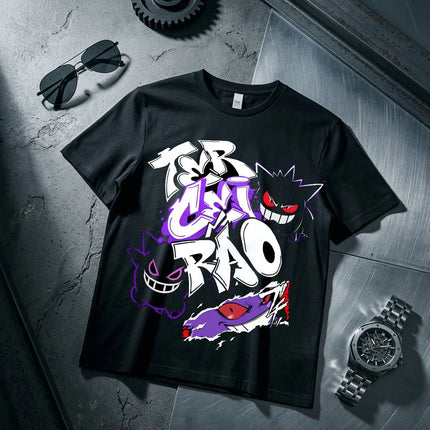 Anime Pokemon Gengar Printed T-shirt Men's and Women's T-shirt Men's Tops Harajuku Y2K T-shirt 2026 Summer New Tee Streetwear