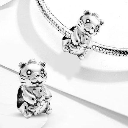925 Sterling Silver Dinosaur Pig Cat Playing Animal Series Charms Beads Fit Original Pan Bracelet High Quality DIY Jewelry