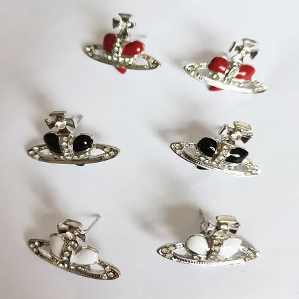Fashion Love Saturn Necklace For Women Retro Stud Earrings Jewelry Metal Planet Sweater Chain Pendant Necklace Gifts Accessories