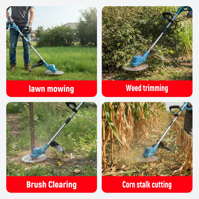 XYSD 21V Electric Weed Wacker  with 2x3.0Ah Batteries & 3 Types Blades, Weed Trimmer Cordless Grass Trimmer for Lawn Garden Work