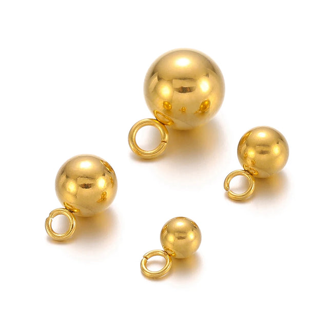 20pcs Stainless Steel Solid Ball Beads Charms Pendants for Necklaces Making DIY Jewelry Earrings Bracelets Findings Wholesale