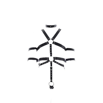 Sexy Mens Gay PU Leather Full Body Chest Harness Bondage Open Penis Ring BDSM Night Clubwear Sex Tools for Gay Male 18+