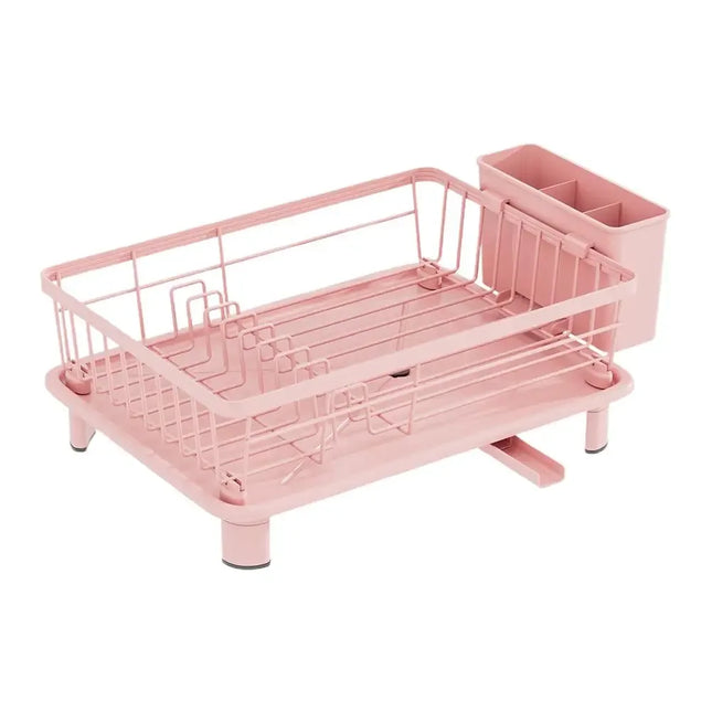 Pink Drain Rack Large Dish Drying Rack For Kitchen Counter With Drainboard, Rustproof Dish Drainer Space-saving Dish Rack A8e1