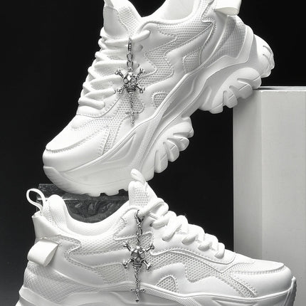 Women's fashion casual vulcanized shoes pure white platform high heels female Halloween punk style light women's sports shoes